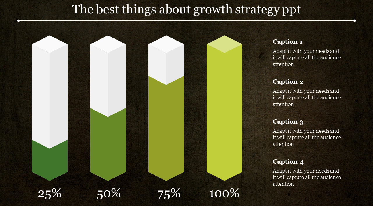 Four stages growth strategy PPT with Dark background	